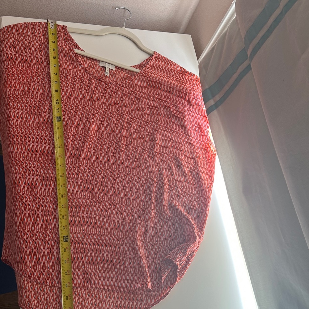Joie Orange Silk Patterned Blouse - image 7